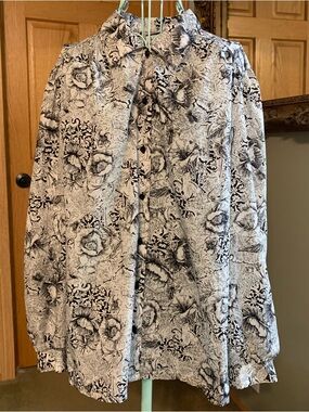 Jonquil Judy Bond Blouse 22W 42 Plus Size Black White Abstract Button Up Shirt